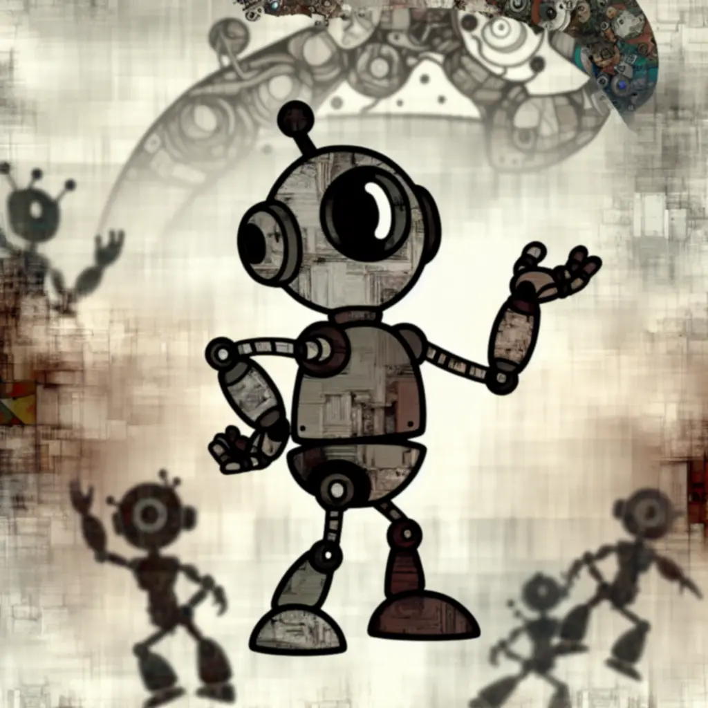 Rysunki koncepcyjne Josefa i innych robotów z Machinarium